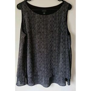 WORTHINGTON Women XL‎ Top Sleeveless Black White Geometric Print Layered Size XL